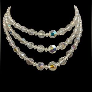 Vintage multi strand graduated Aroura crystal necklace